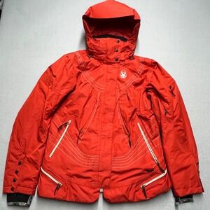 Spyder Ski Jacket Men L Red Full Zip Hooded Insulated Snowboard  Extreme Cold